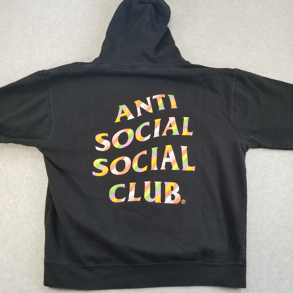 Anti Social Social Club Hoodie Mens Extra Large Black Y2K‎ Rainbow